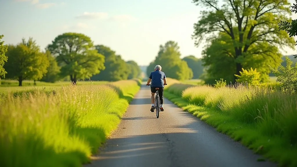 Scenic view of the Old Rail Trail between Athlone and Mullingar showing flat paved path stretching through green countryside