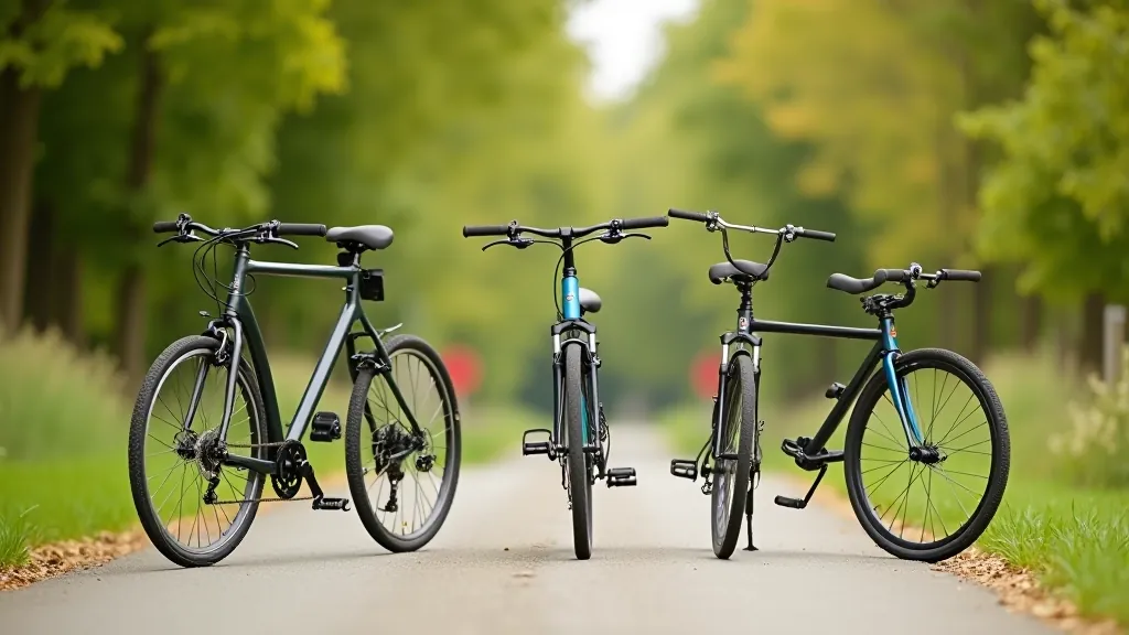 Selection of different bike types displayed showing frame sizes and comfort features